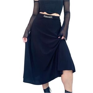Y2K Vintage Jason Maxwell Chainmail Embellished Flowy Goth Circle Maxi Skirt L